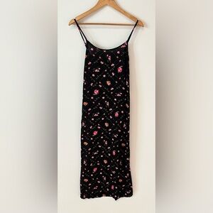 Miss Selfridge Petite Size US 8 Strappy Scoop Neck Maxi Dress Black Ditsy Print